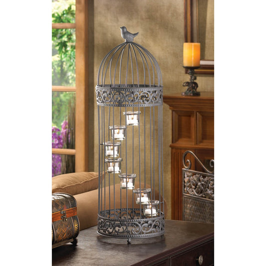 Bird Cage Staircase Candle Stand Iron and Glass Home Decor