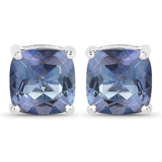 Sterling Silver Royal Blue Mystic Quartz Stud Earrings