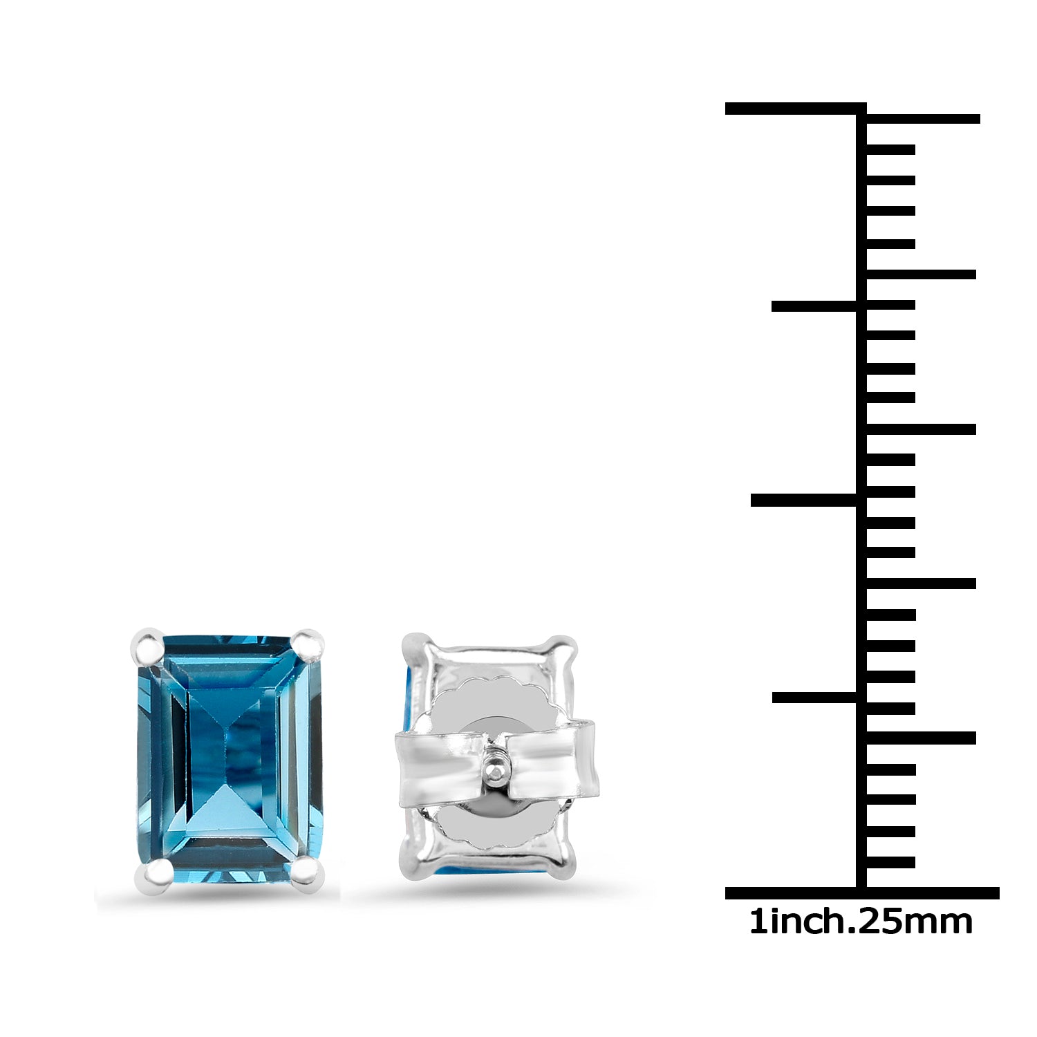 Sterling Silver Octagon London Blue Topaz Solitaire Earrings