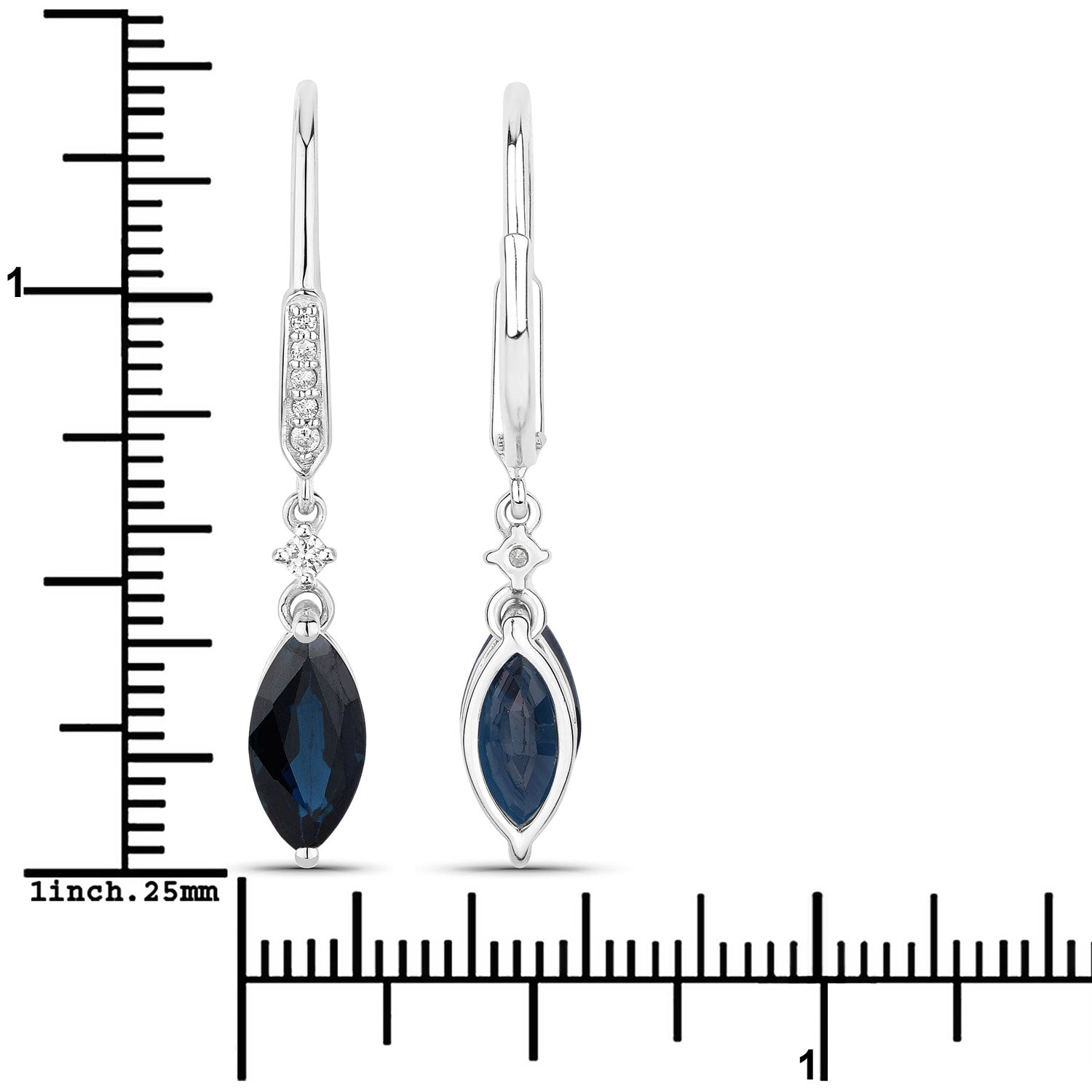 Diamond and Sapphire 14KT White Gold Dangle Earrings