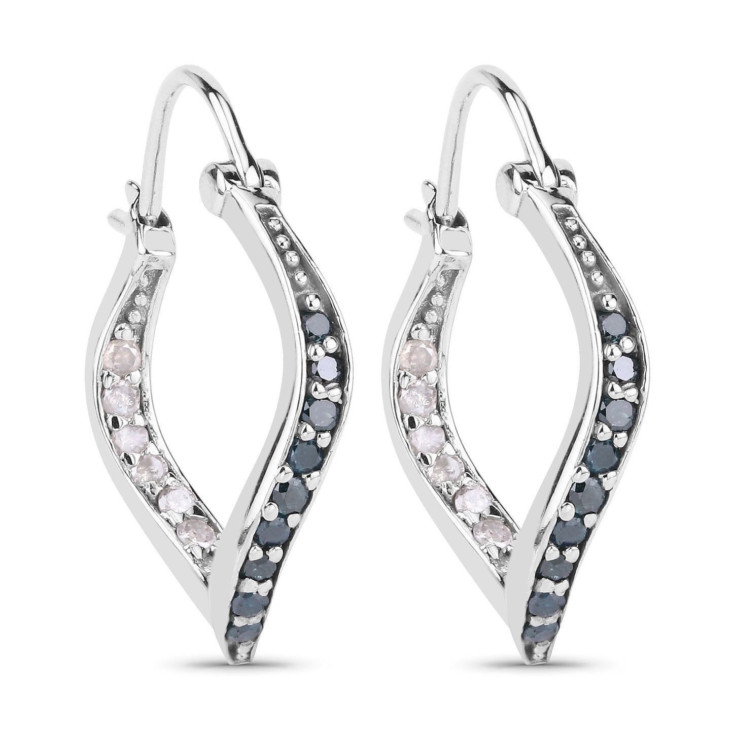 Diamond Sterling Silver 0.48 Carat Hoop Earrings fine