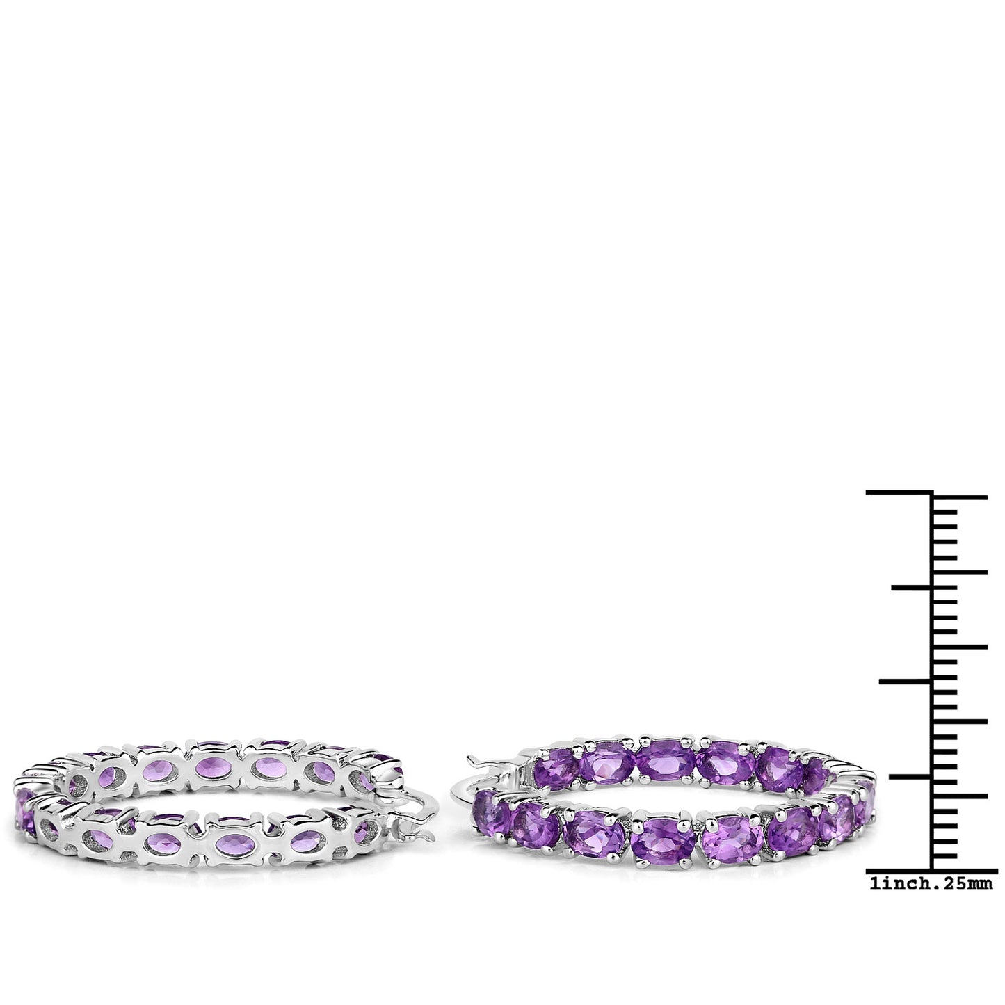 Sterling Silver Amethyst Hoop Earrings