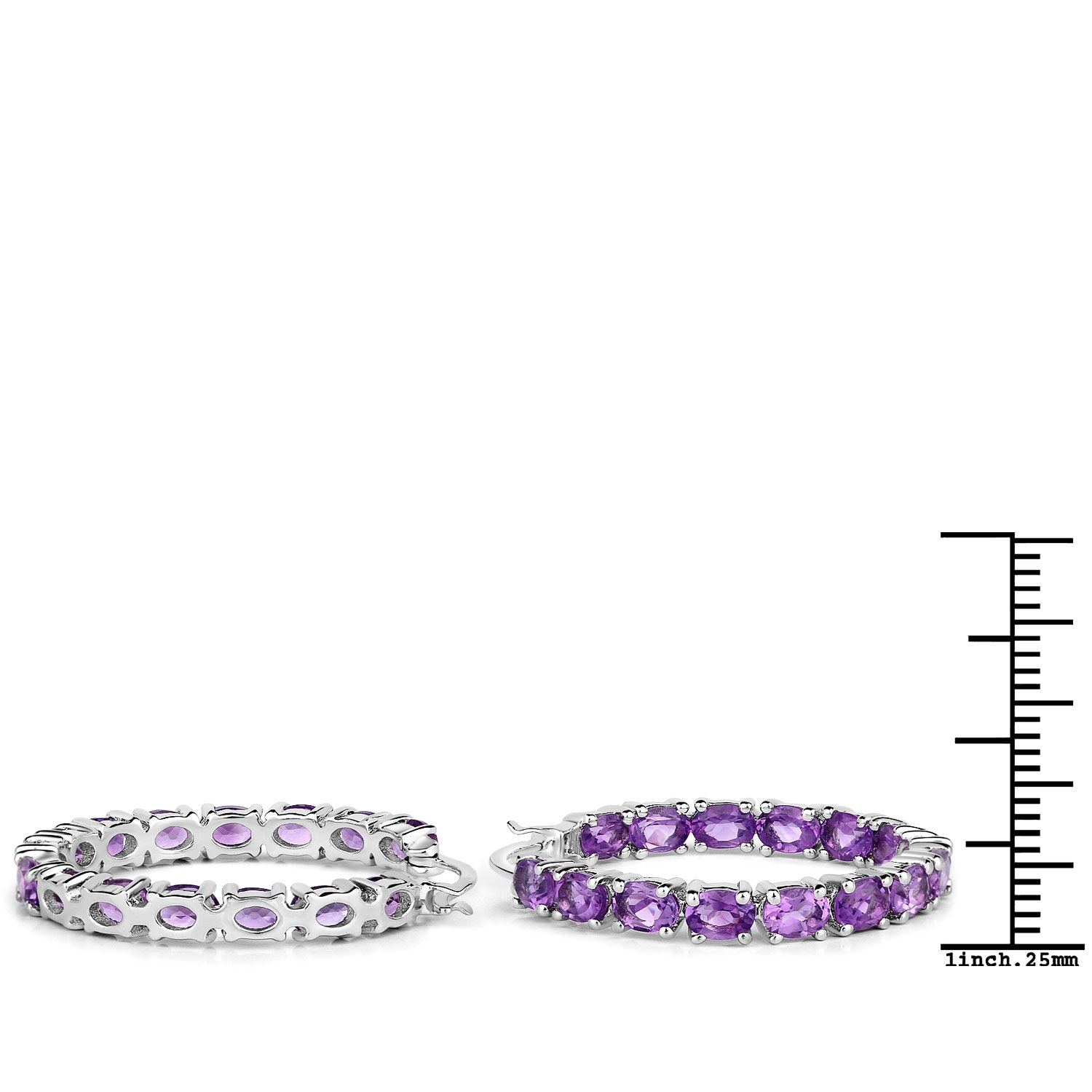 Sterling Silver Amethyst Hoop Earrings