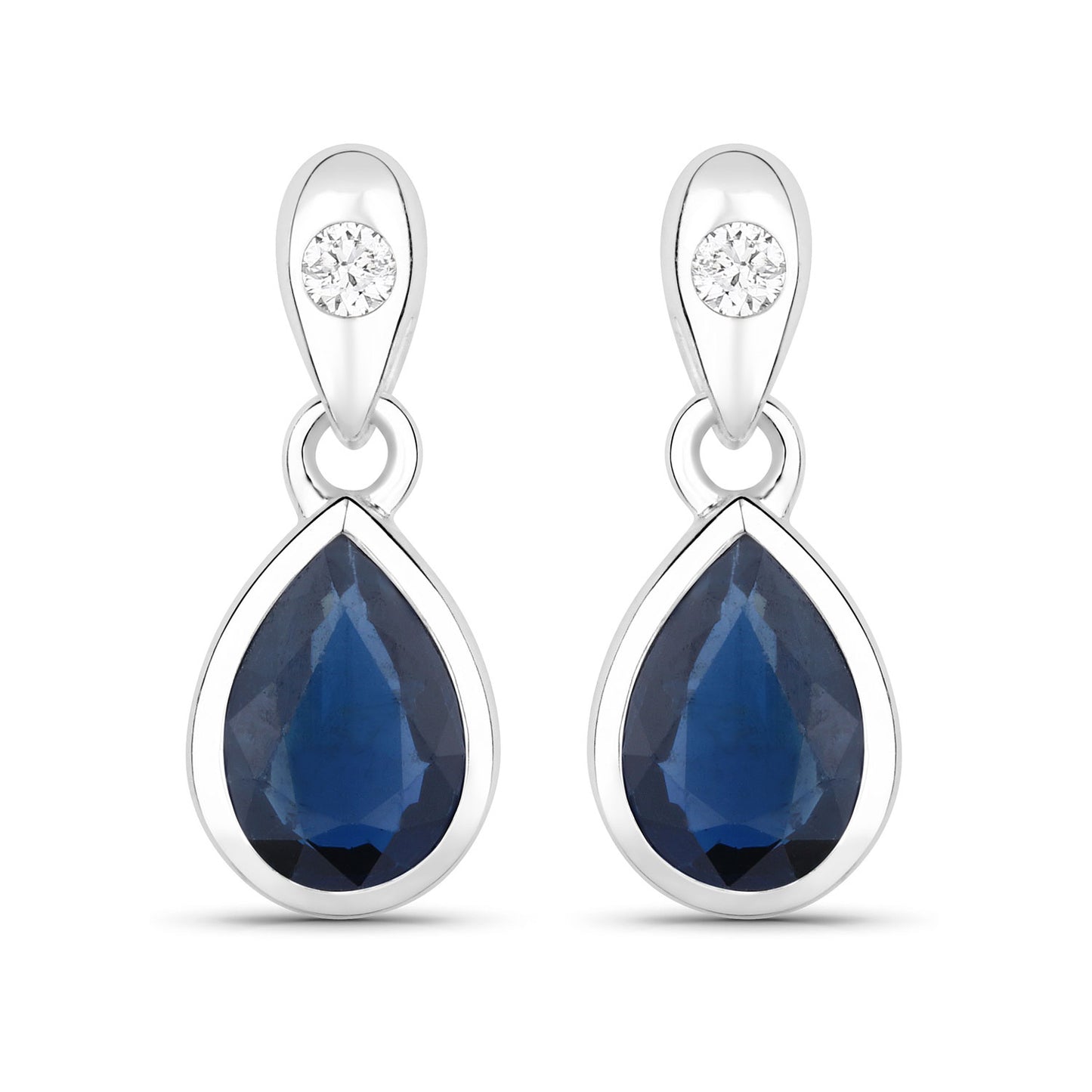 Sapphire and White Diamond 10KT White Gold Earrings