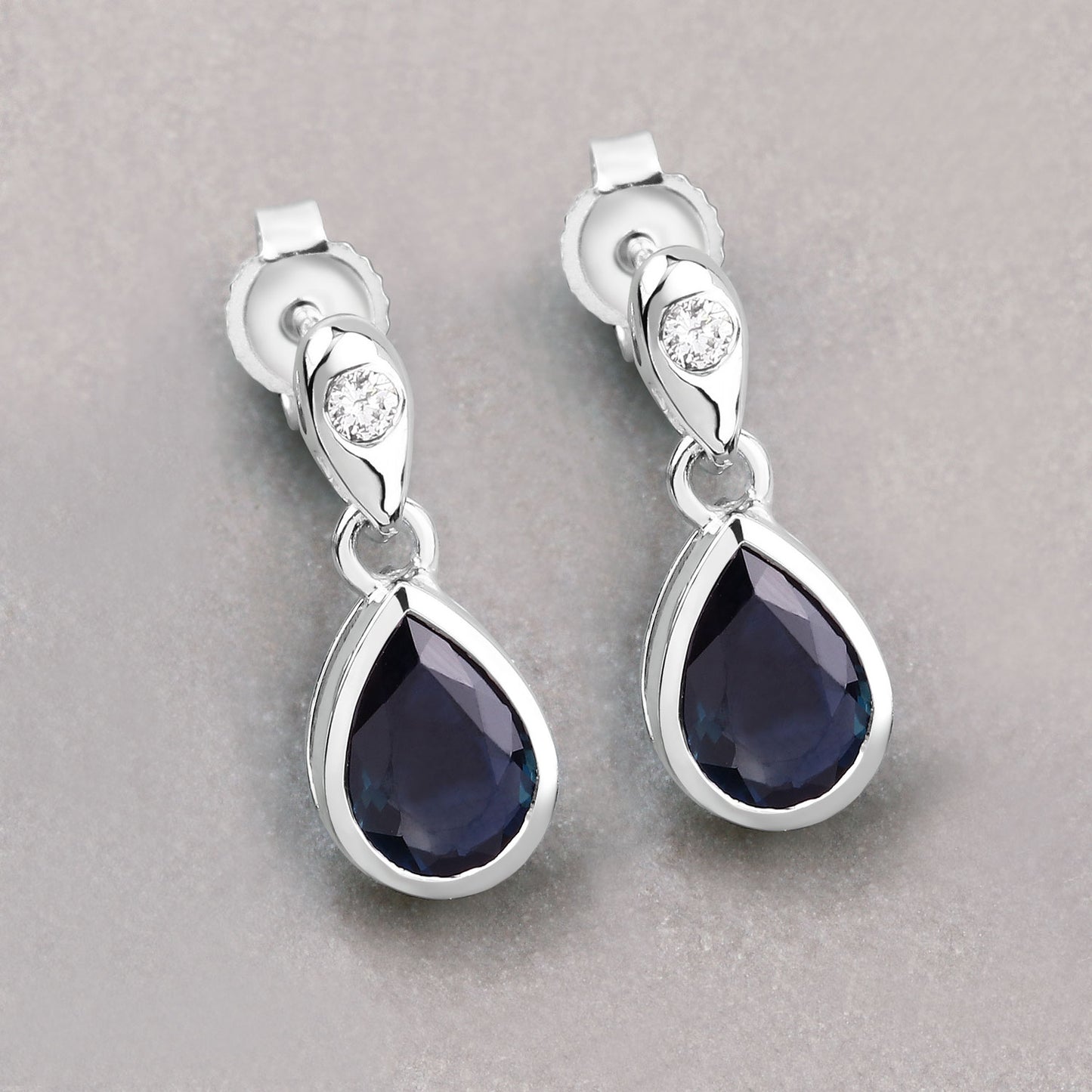 Sapphire and White Diamond 10KT White Gold Earrings