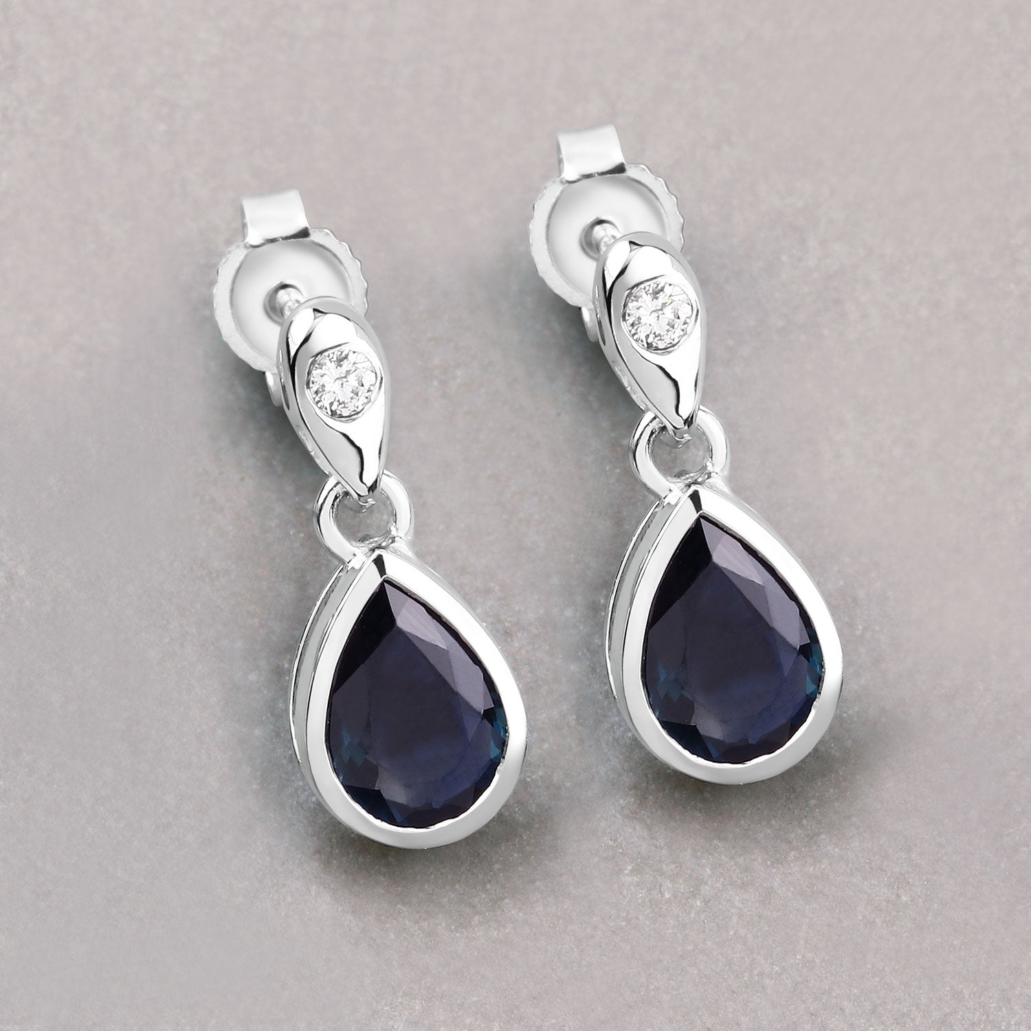 Sapphire and White Diamond 10KT White Gold Earrings