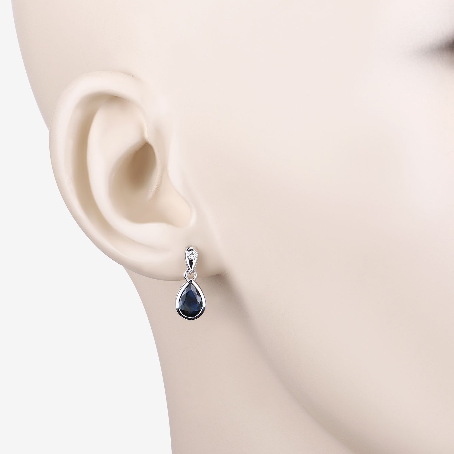 Sapphire and White Diamond 10KT White Gold Earrings
