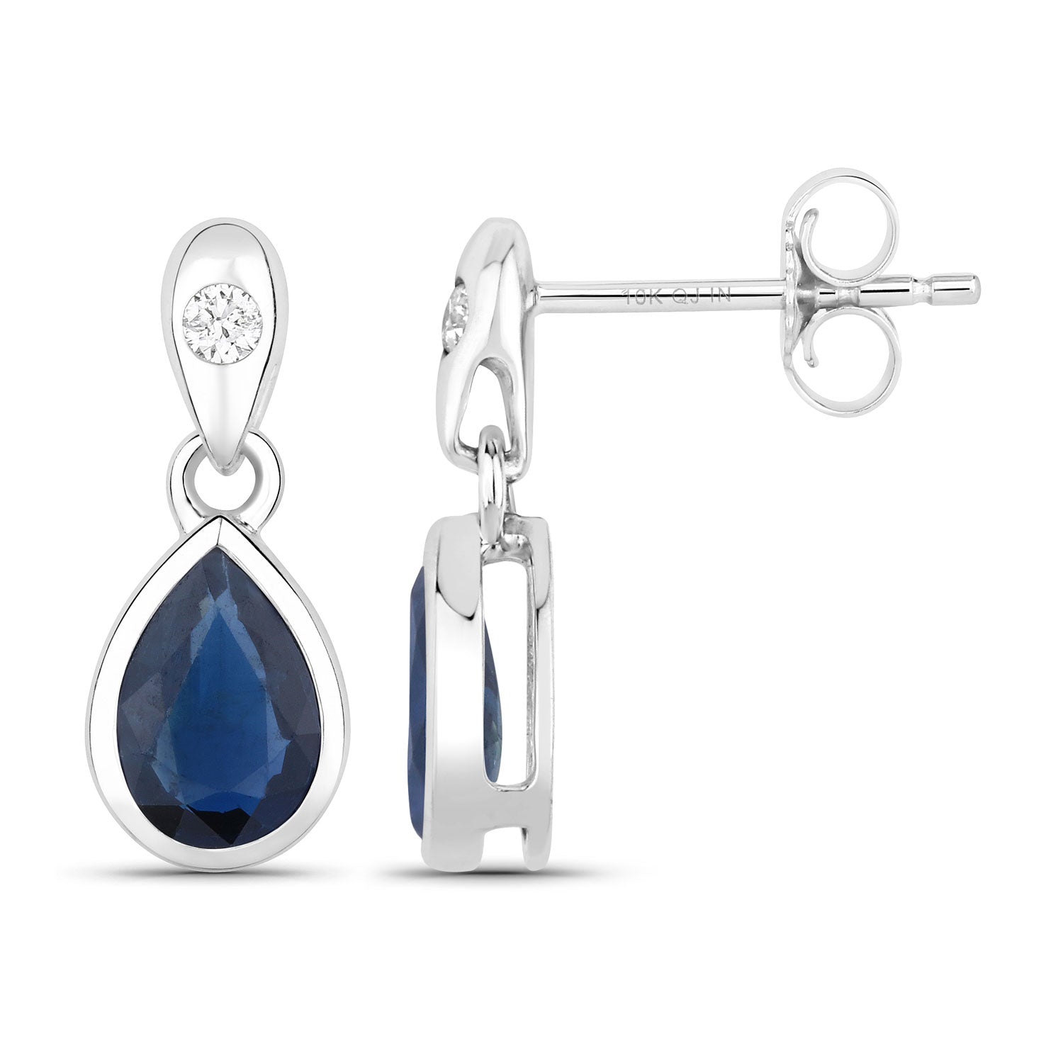 Sapphire and White Diamond 10KT White Gold Earrings