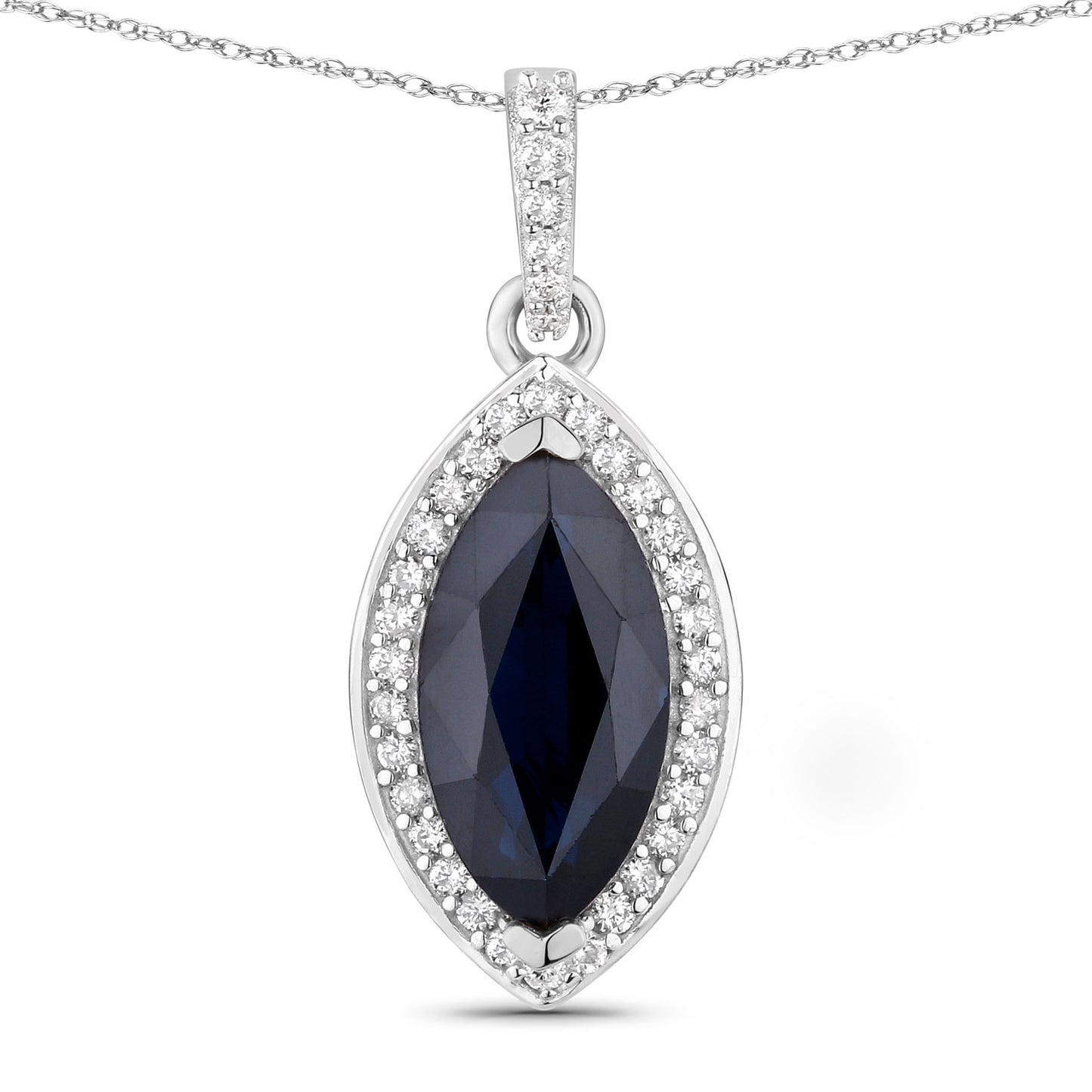 Sapphire and Diamond 10KT White Gold Pendant