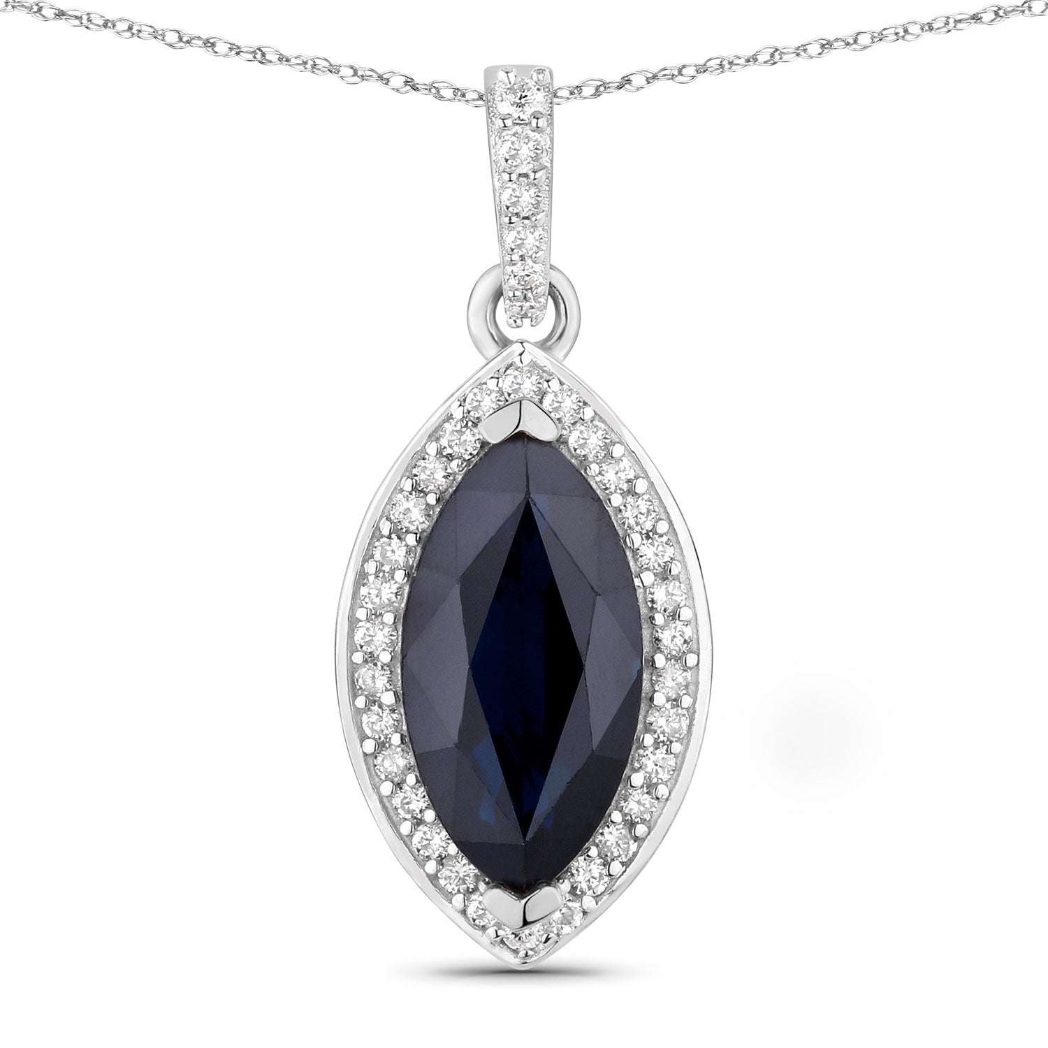Sapphire and Diamond 10KT White Gold Pendant