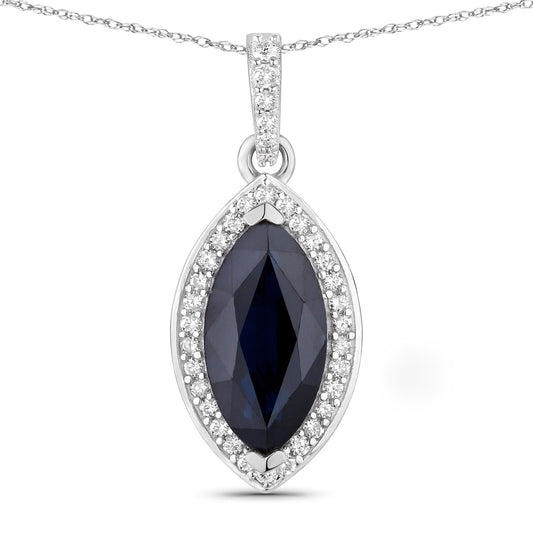 Sapphire and Diamond 10KT White Gold Pendant