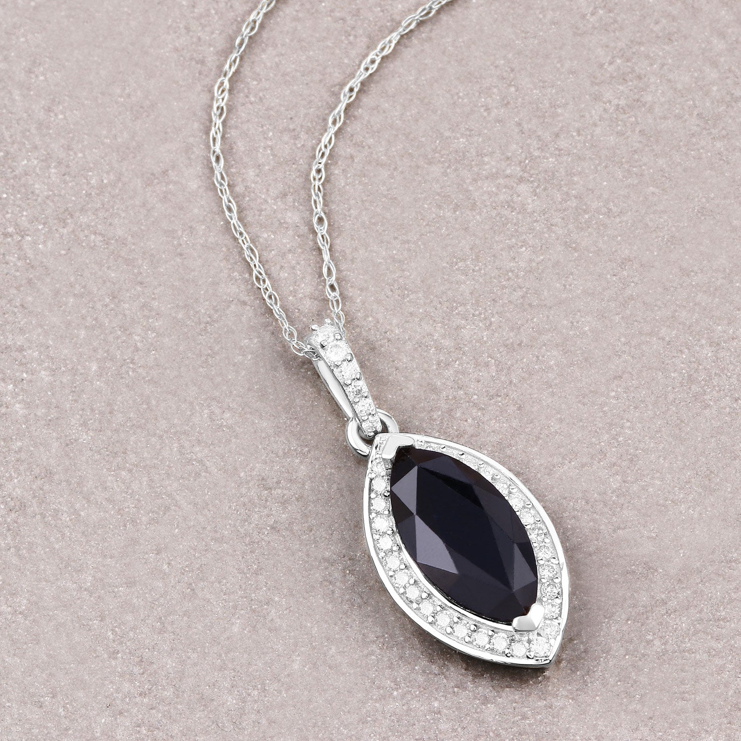 Sapphire and Diamond 10KT White Gold Pendant