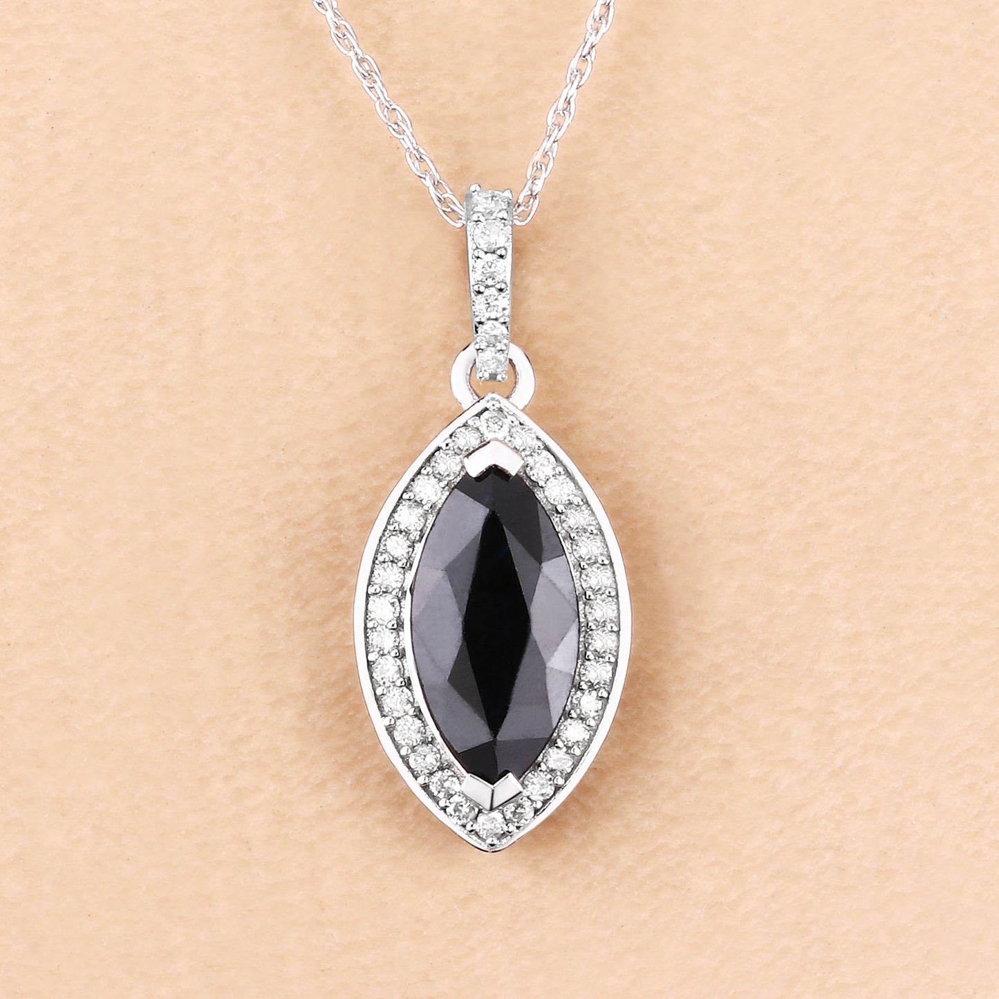 Sapphire and Diamond 10KT White Gold Pendant