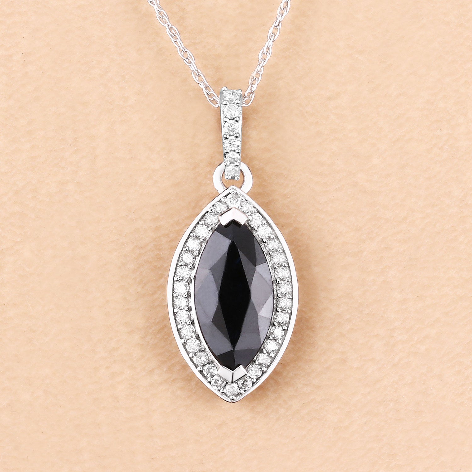 Sapphire and Diamond 10KT White Gold Pendant