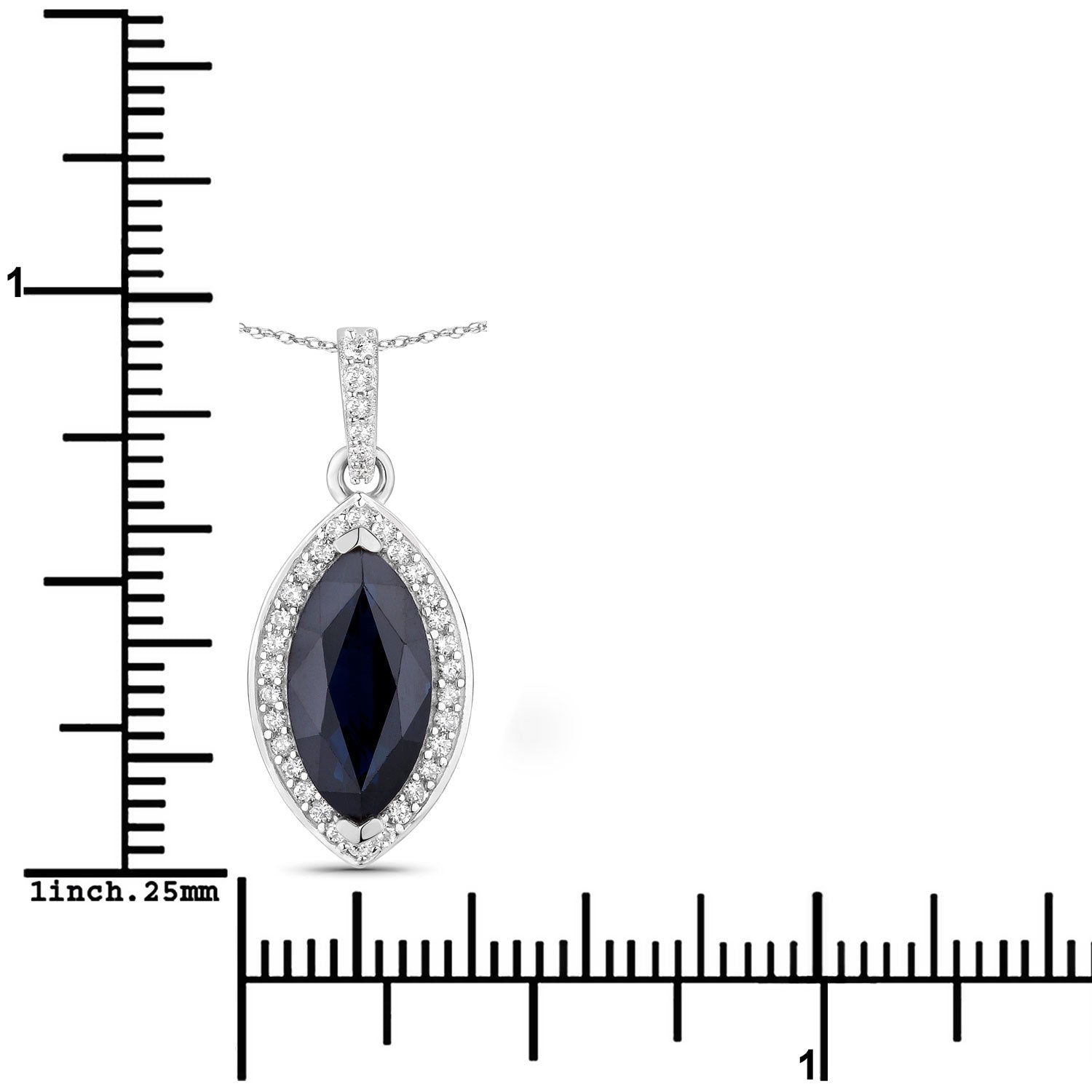 Sapphire and Diamond 10KT White Gold Pendant