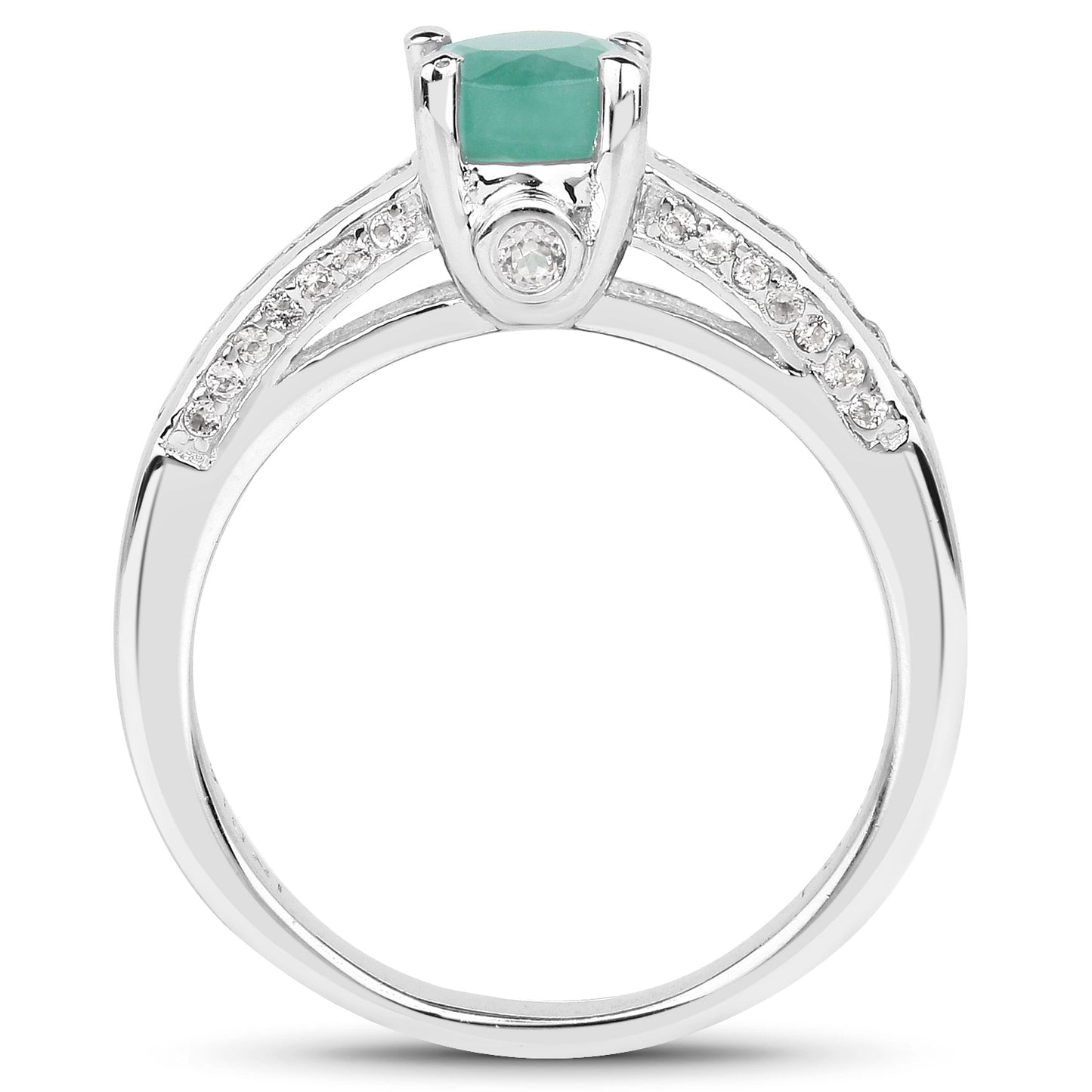 Sterling Silver 1.22 Carat Genuine Emerald White Topaz Ring fine