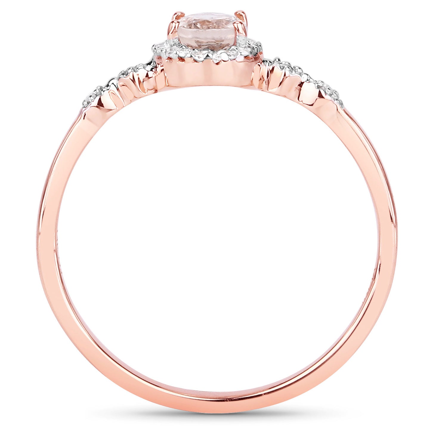14KT Rose Gold 0.50 Carat Genuine Morganite White Diamond Halo Ring fine