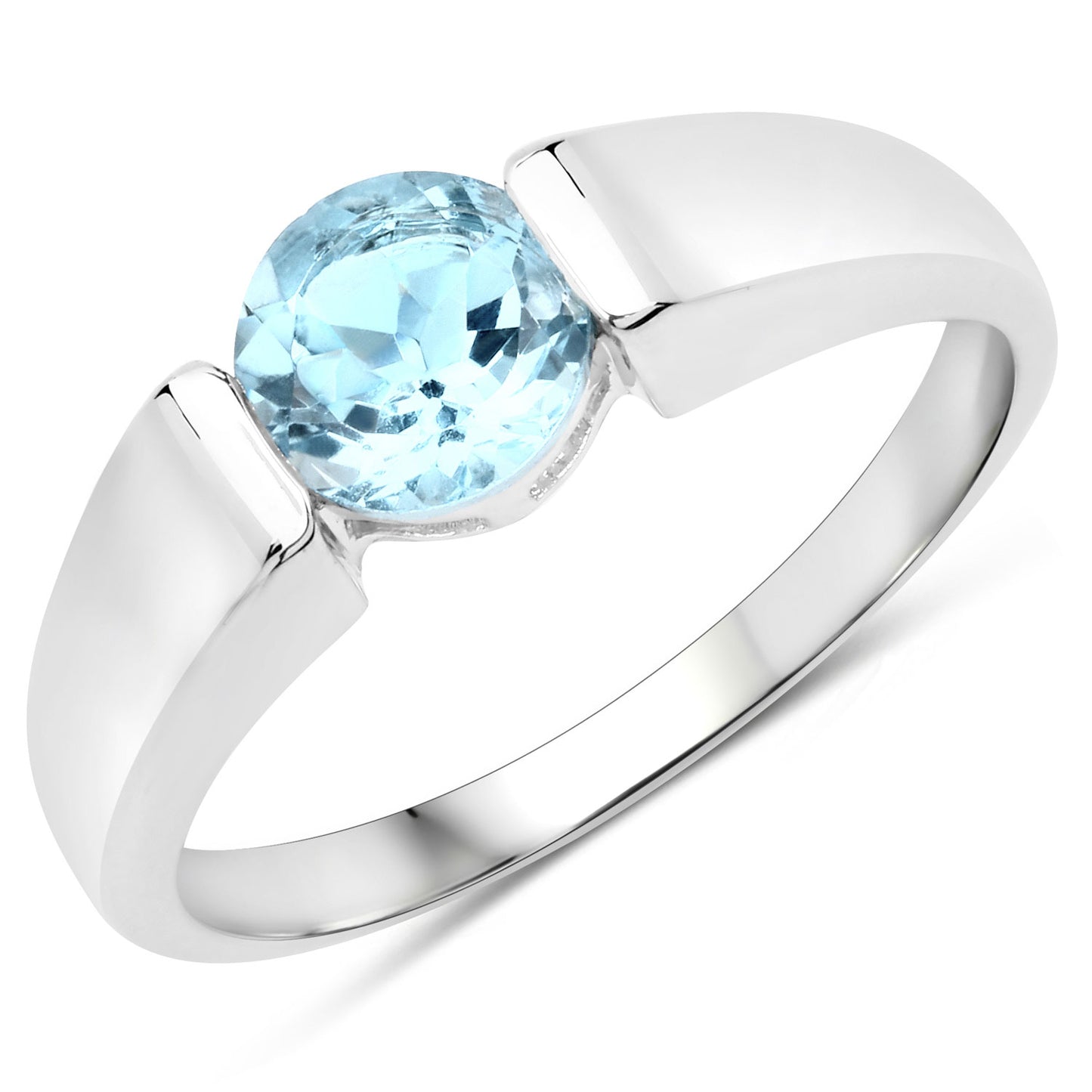 Sterling Silver 1.05 Carat Genuine Blue Topaz Solitaire Ring fine