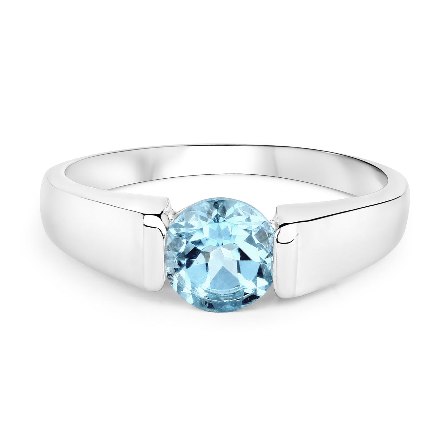 Sterling Silver 1.05 Carat Genuine Blue Topaz Solitaire Ring fine