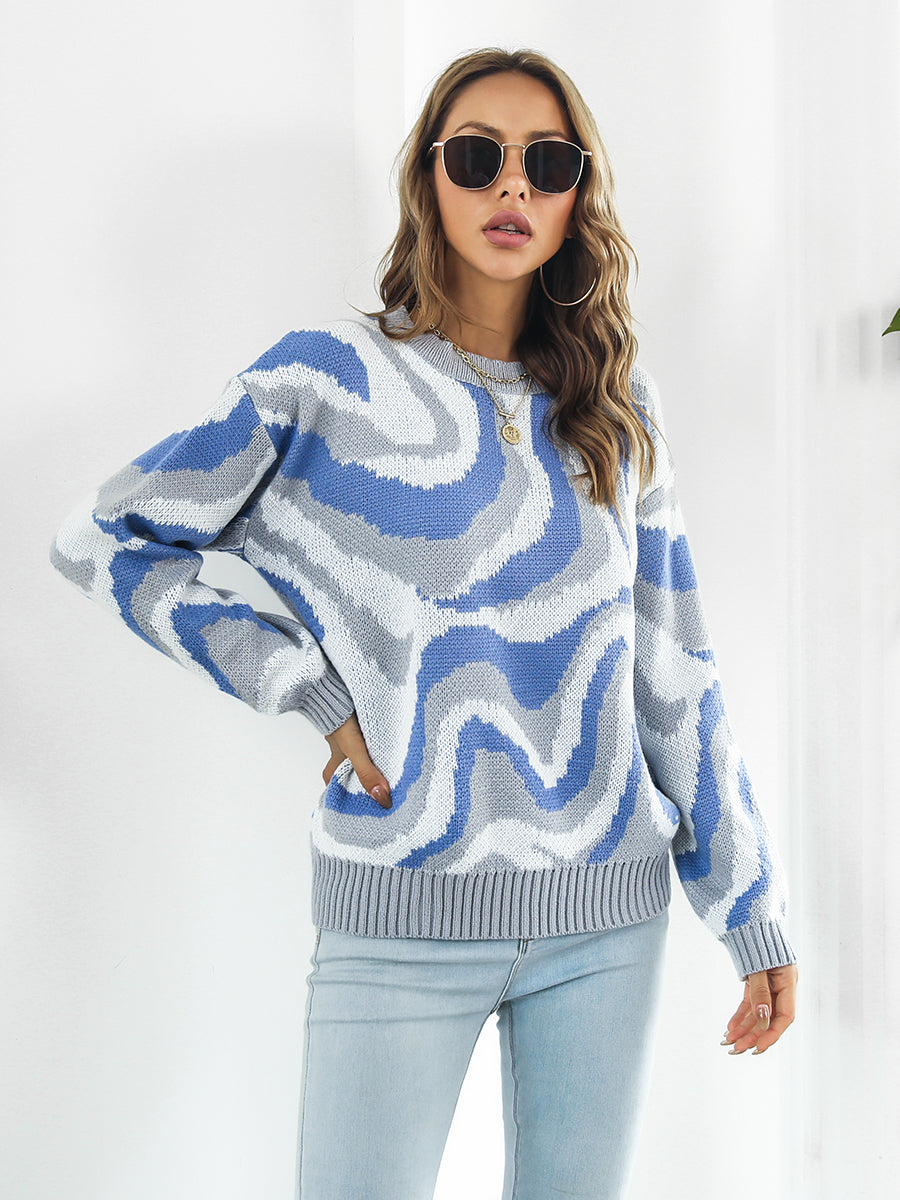 Round Neck Dropped Shoulder Sweater ccw