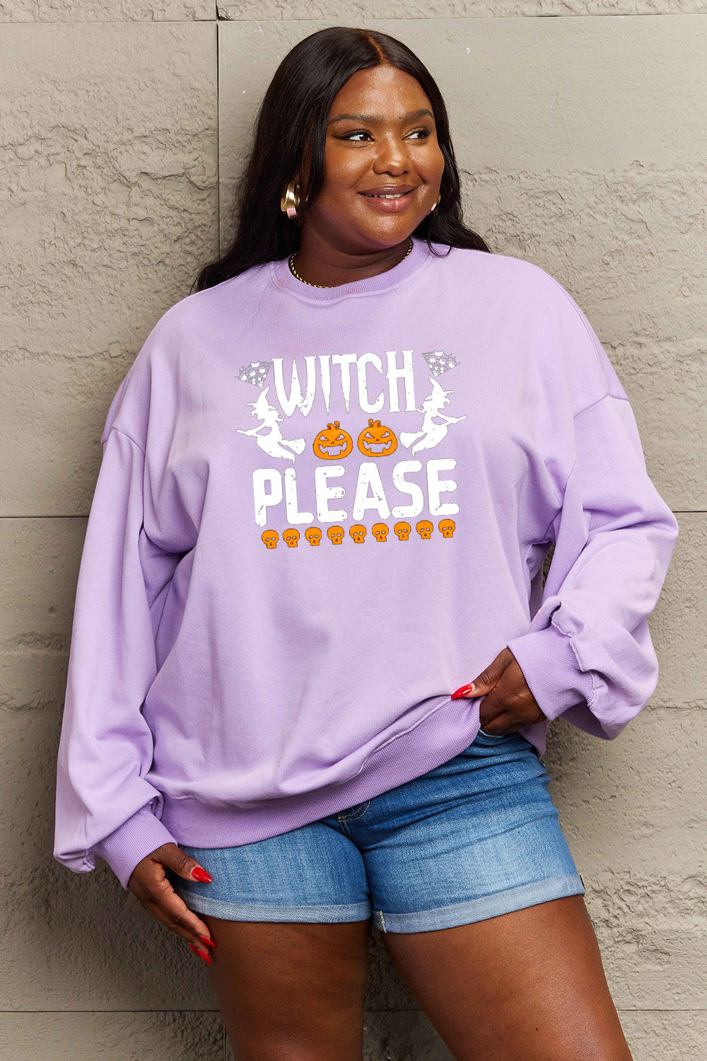 Simply Love Full Size WITCH PLEASE Graphic Sweatshirt ccw