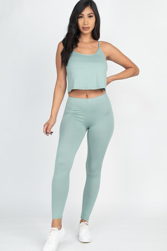 Light Green Cami Top and Matching Leggings Set ccw