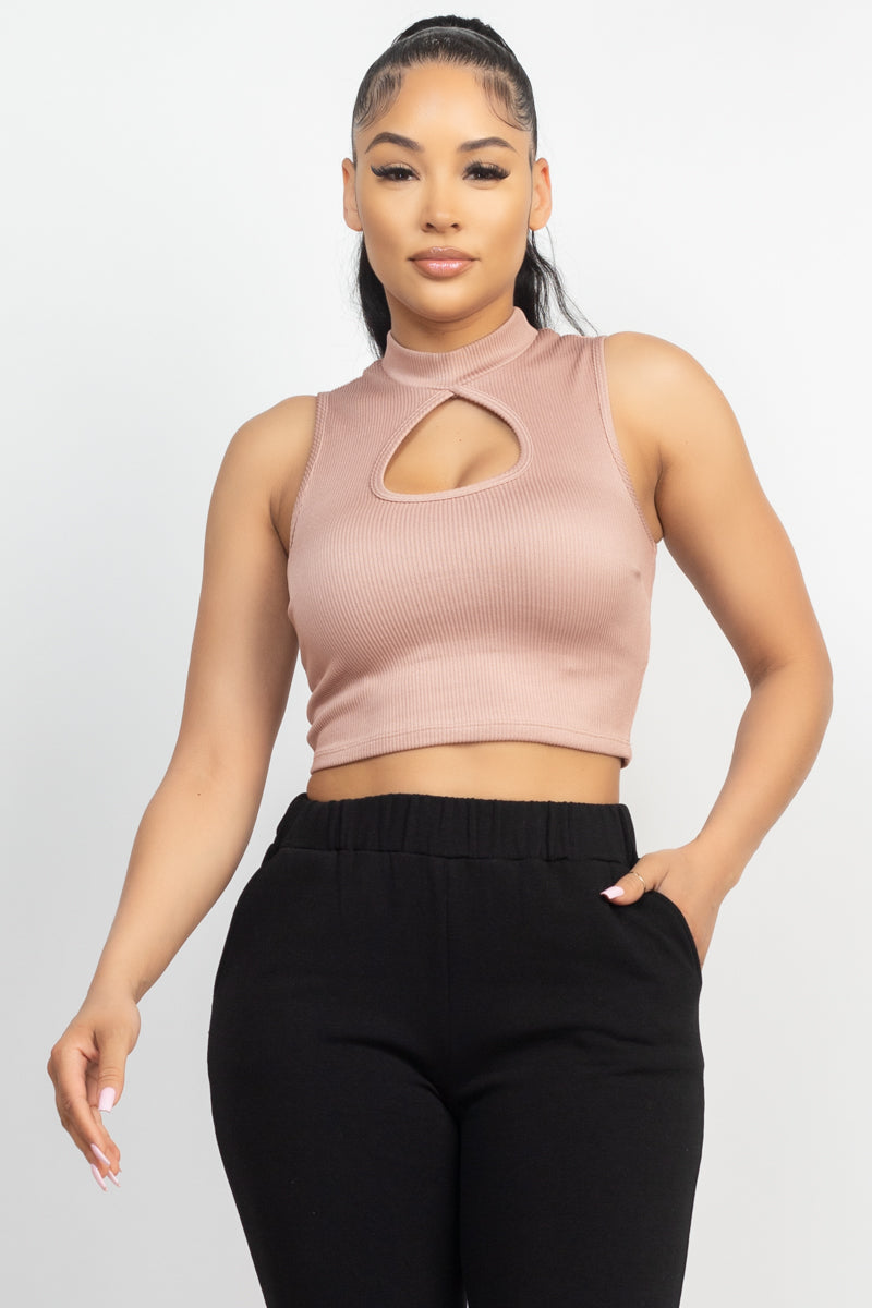 Coco Mock Keyhole Front Crop Top ccw