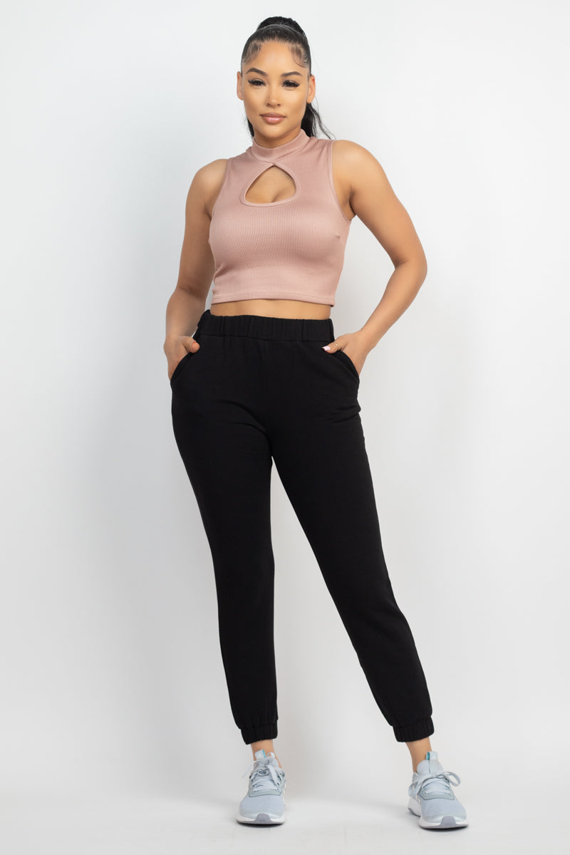 Coco Mock Keyhole Front Crop Top ccw